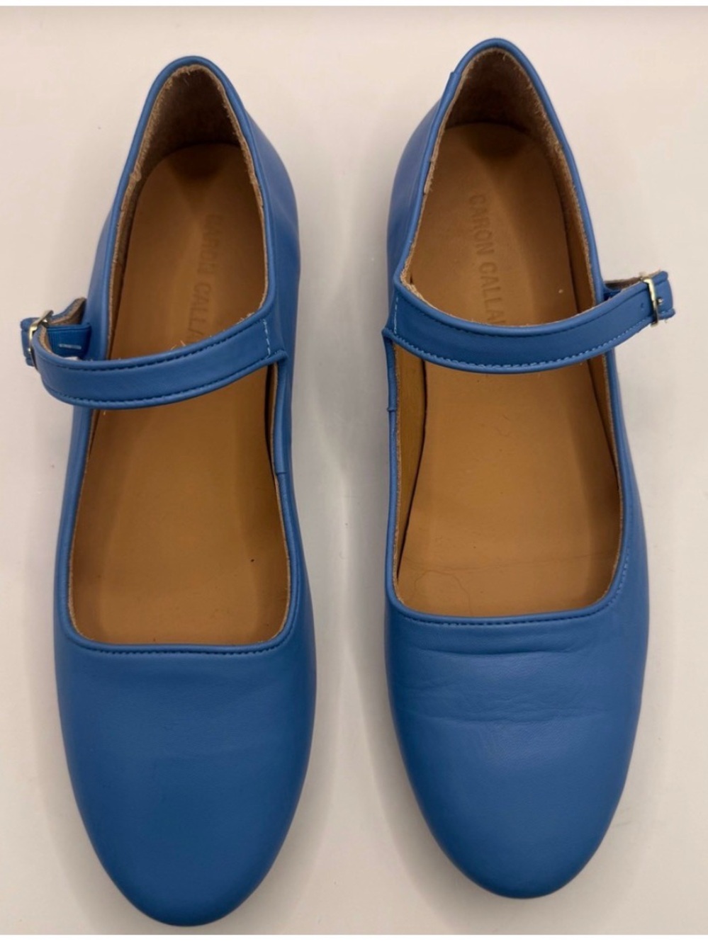 Women's Caron Callahan Blue Leather Mary Jane Flats